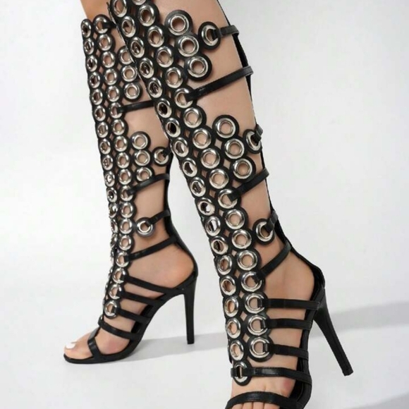 Lalalyn Black Gunmetal Heels Cape Robbin 6.5W - Picture 8 of 8